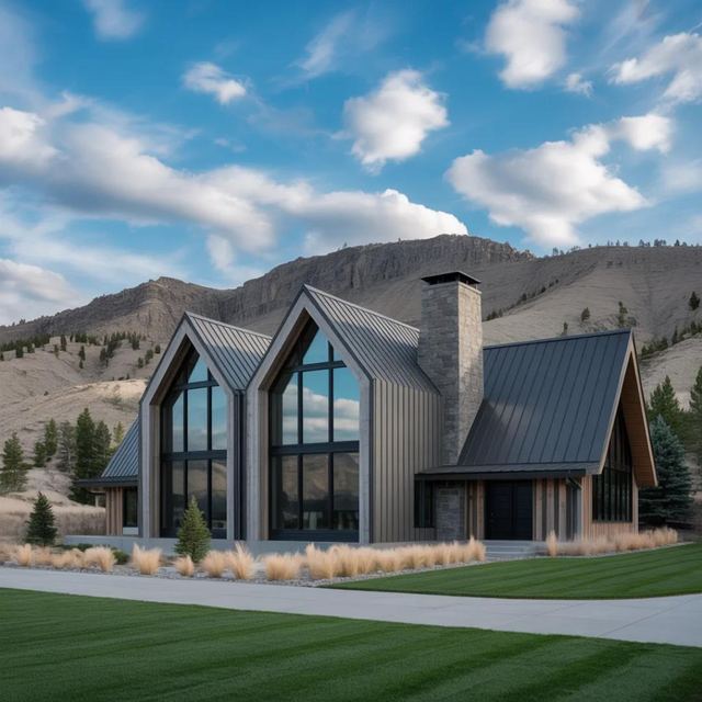 Modern gable home with a dark standing seam roof