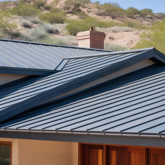 Standing seam roof over a stucco home